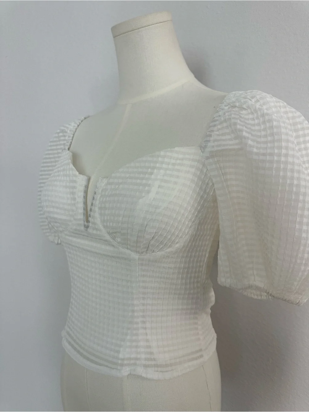ASTR The Label White Puff Sleeve Bustier Corset Top XS Cottagecore